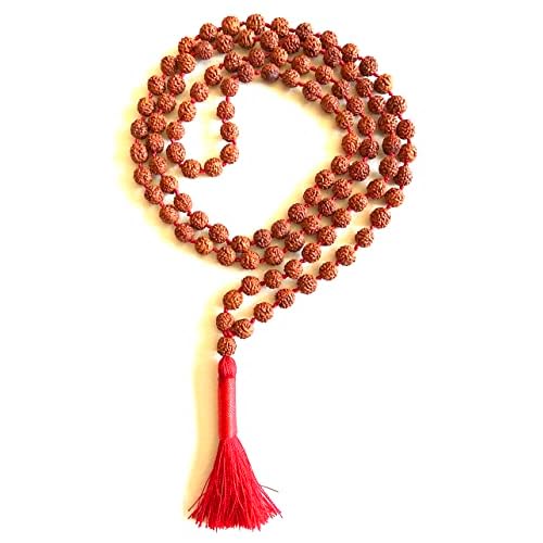 Rudraksha mala Beads necklace Rudraksh Japa 5 Mukhi  5 Face  Hand Knotted Prayer Beads Sizes 6mm 8mm 10mm 12mm Energized Chakra mala w Pouch 6MM KNOTTED FULL MALA 1081 BEADS