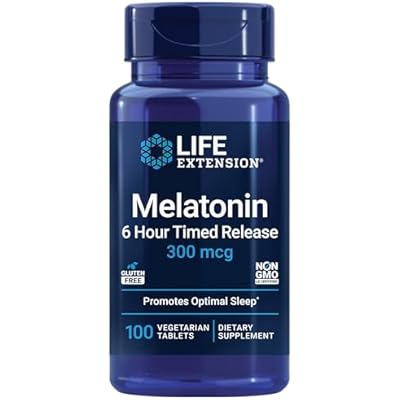 Life Extension Melatonin 6 Hour Timed Release, 300 mcg, Extended-Release Formula for Gentle Sleep Support, Healthy circadian Rhythms, Cellular Defense, Gluten-Free, Non-GMO, Vegetarian, 100 Tablets