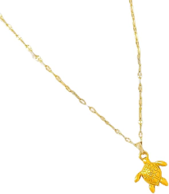 Gold Necklace for Women, Dainty Sea Turtle Necklace, 14K Ocean-themed Jewelry, Gold-Plated Charm Pendant, Summer Vibe Coastal Gift for Women