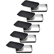 Paialco 5 PCS Tiny Tin Box Containers Black - Slide Top Mini Storage Organizers - 2.36" x 1.34"