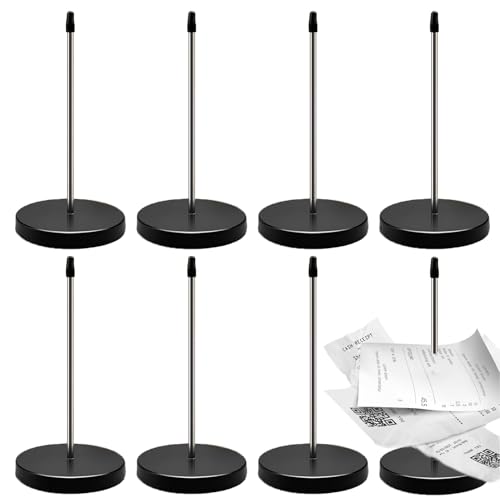 8 PCS Desk Receipt Holder Stainless Steel Receipt Spike 5.5 Inch Check Spindle Black Ticket Stabber for Restaurant Black