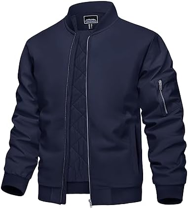 KEFITEVD Varsity Jackets for Men Winter Jacket Bomber Outerwear Full Zip College Jacket Warm Padded Coats Windproof Jacket