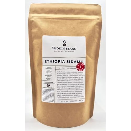2-Pound Ethiopia Sidamo Natural, Unroasted Green Coffee Beans, Fresh Current Crop Specialty Grade, Roast the Beans Yourself at Home on Your Roasting Equipment Prior to Using for Brewing Coffee