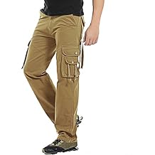 Mens Pants Casual Vintage Solid Multi Pockets Cargo Pants Regular Big and Tall Work Utility Straight Legs Trouser