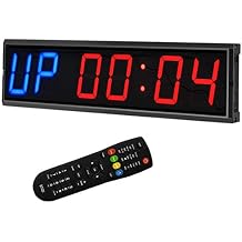 LED Interval Timer Count Down/Up Clock Stopwatch (Two Blue+Four Red)