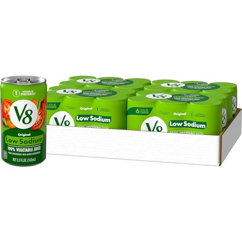 V8 Low Sodium Original 100% Vegetable Juice, 5.5 Fl Oz - 6 Count Pack of 4