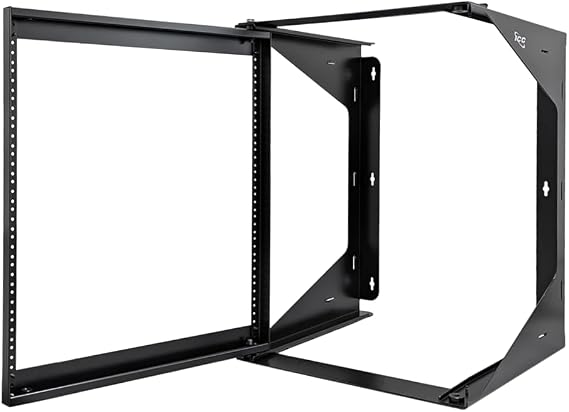 ICC 12U Wall Mount 19 Swing Frame Server Rack Open Frame Rack with Reversible Gate, 18 Deep, 85 lb Load for Patch Panels, Switches, AV, IT & Telecom Equipment Installations