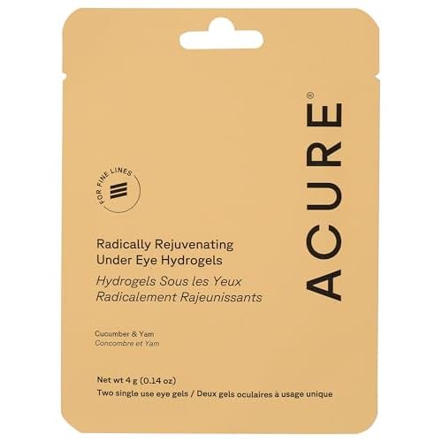 Acure Radically Rejuvenating Under Eye Hydrogel Mask, Provides Anti-Aging Support, Silk Tree, Purple, Cucumber, 0.236 Fl Oz Pack of 1