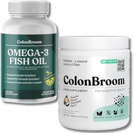 ColonBroom Tropical Fiber Powder + Omega 3 Fish Oil Bundle