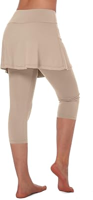 ANIVIVO Women Tennis Skirted Leggings with Pockets, Capris Yoga Leggings with Skirts&Tennis Pickleball Clothing