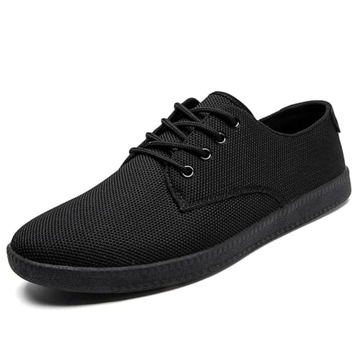 Mens Oxfords Dress Sneakers Mesh Black Slip On Shoes Workout Minimalist Laces Up Breathable Loafers Tennis Shoe Black Size 12