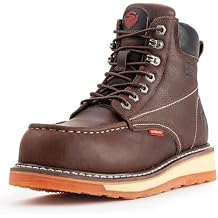 SUREWAY Mens Heavy Duty Soft/Composite/Steel Toe Work Boots for Men-Comfortable,GoodyearWelt,Full Grain Leather,6 in Wedge Moc Toe Construction Boots/Shoes