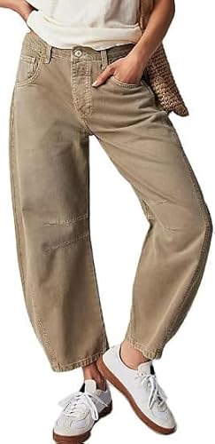 Barrel Women's Trendy Low Waisted Wide Leg Jeans - Vintage, Mid Rise, Baggy