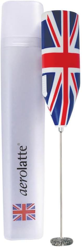 Aerolatte Milk Frother with Travel Storage Case, The Original Steam-Free Frother, Union Jack Print