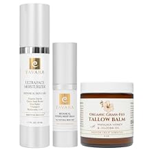 Collagen Cream, Night Cream, and Tallow Balm Set Organic Skincare Trio with Grass-Fed Tallow, Collagen Peptides, Retinol, and Hyaluronic Acid Firms, Nourishes, and Supports Skin Overnight