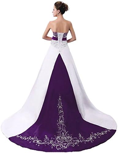 FairOnly D229 Womens Wedding Dress Bridal Gown X-Large, White Purple