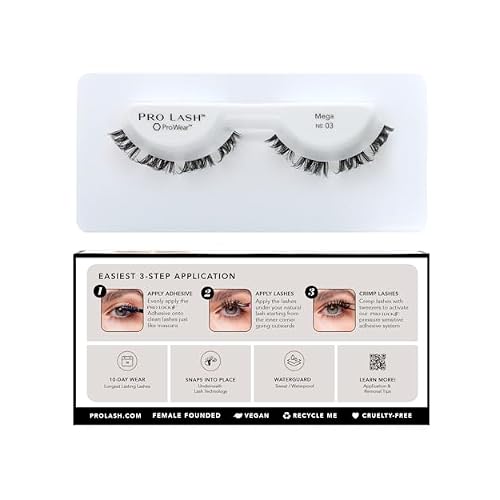 Pro Lash ProWear Professionally Styled Lash Clusters - Easiest to Apply Eyelash Cluster - 10 Day Eyelashes - Waterproof Lashes Clusters - Single Set - Mega Volume No. 03 - Black