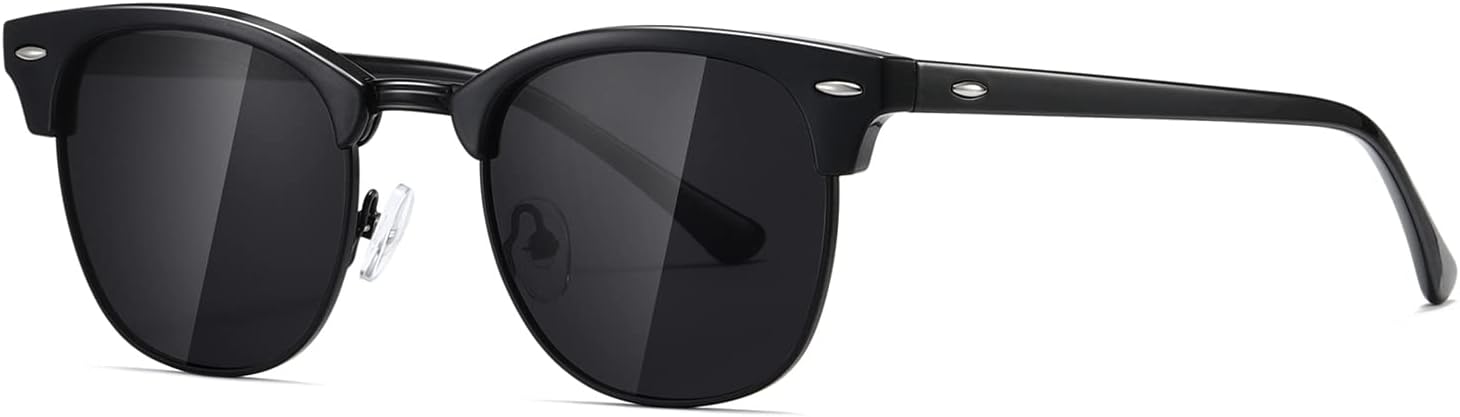 AEVOGUE Men's Polarized Sunglasses, Semi Rimless Retro UV400 Shades AE0369 | Classic Style, Polycarbonate Lenses, Lightweight Metal Frame, Driving, Travel