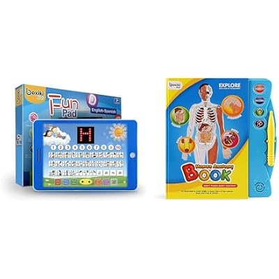 Boxiki Interactive Learning Bundle: Bilingual Tablet & Human Body Activity Book for Kids