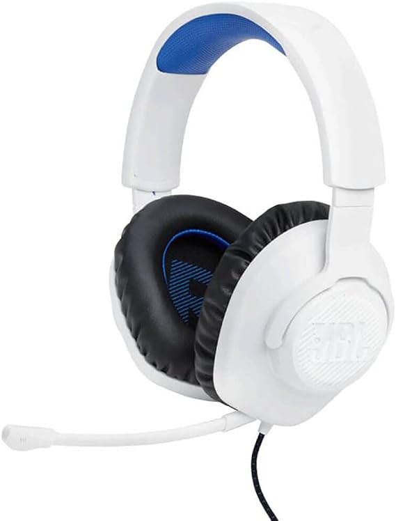 JBL Quantum 100P - Wired Over-Ear Gaming Headset with a Detachable mic, JBL QuantumSOUND Signature, Memory Foam Comfort, Compatible with Windows Sonic Surround Sound (White)
