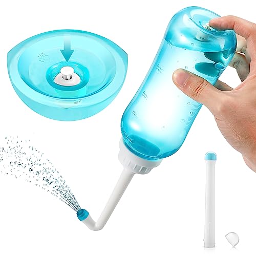 Peri Bottle Zitrads, Squeeze-Free Portable Bidet for Postpartum Essentials, Peri Bottles for Feminine Hygiene, Women, Baby, or Bedridden Patients with 2 Nozzles 17 oz