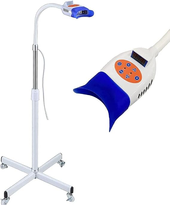 36W Adjustable Light Floor Stand Cold Teeth Bleaching Machine for Beauty Accelerator Bleaching System with 10pcs LED 2 Colors Light, Blue Red
