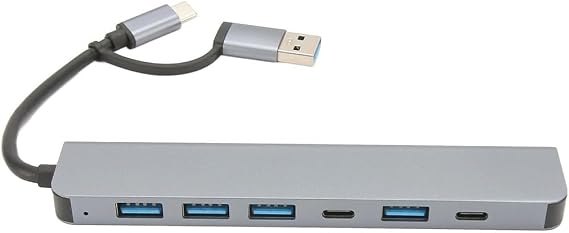 7-in-1 Type-C USB 3.0 Hub Çokaltıcı, MacBook ve PC Uyumlu Yüksek Hızlı Dönüştürücü Adaptör