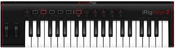 IK Multimedia iRig Keys 2 portable keyboard MIDI controller with 37 velocity-sensitive synth-action mini keys and headphone output, for iPhone, iPad, Mac, PC, Android
