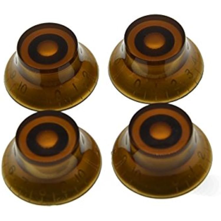 KAISH 4pcs Amber LP Guitar Bell Knobs Top Hat Knobs for Les Paul