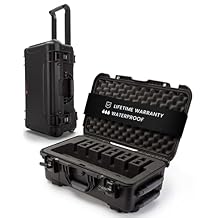 NANUK 935 Hard Case with Wheels and 6 UP Custom Foam Insert, IP67 Waterproof & Crushproof, Rugged Construction for Ultimate Protection, Made in Canada Black (22 x 14 x 9)
