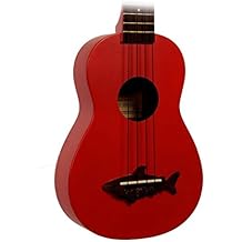 Kala Makala Shark 21 Inch Soprano Ukulele, Entry-Level Instrument for Adults, Colorful Fun and Great Sound, Tote Bag Included, Red Sea