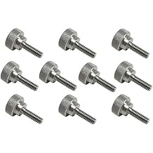 10 Pack 1/4-20 x 3/4 Inch Threads 303 Stainless Steel Diamond Knurled Thumb Screws Knobs with Straight Shoulders Right-Hand Threads SAE Flat Tip Uncoated