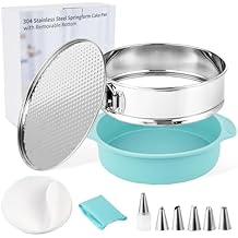 9 Inch Cheesecake Pan, Leakproof 304 Stainless Steel Springform Pan with Silicone Protector for Water Bath Baking, Removable Bottom, 50 Pcs Parchment Paper, Dishwasher Safe