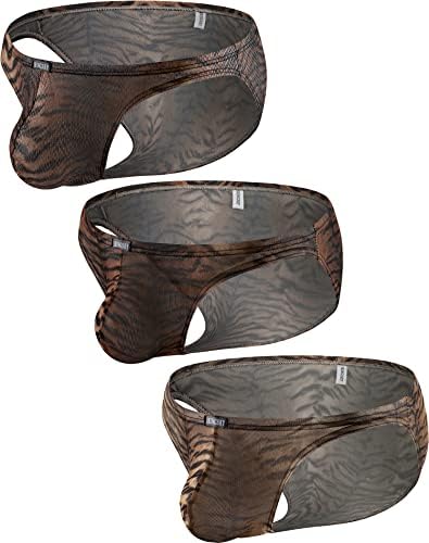 iKingsky Mens Tiger Stripes Briefs Sexy Pouch Bikini Underwear Bulge Under Panties for Men