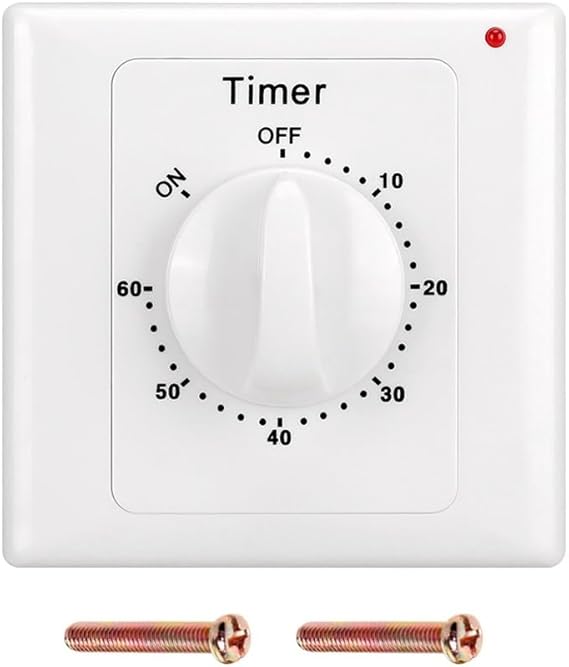 Countdown Timer Switch, AC 220V Min High Power Pump Electronic Mechanical Countdown Control Timer Socket Time Switch 86 Panel(60 Min)