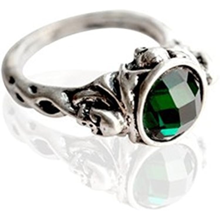 Pirates Of The Caribbean Ring Captain Jack Sparrow Death Finches Skull Green Crystal Stone Vintage Retro Johnny Depp Wholesale Ring Size: 6