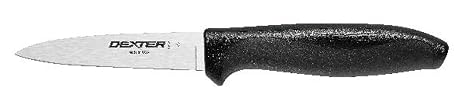 Dexter-Russell S360-312PCP Paring Knife, 312" Spear Point Straight Edge Blade, DEXSTEEL High Carbon Stain-Free Steel, Black Polypropylene Santoprene Handle, NSF Certified, Kitchen Utility Knife