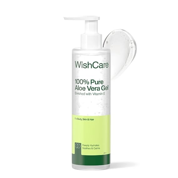 WishCare Pure & Natural Aloe Vera Gel - 200 Ml - Enriched With Vitamin E - Multipurpose Gel for Skin and Hair...
