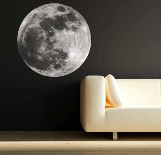Full Moon Wall Decal - Removable Peel and Stick Space Wall Sticker for Kids Room, Nursery or Home Decor - Easy to Apply and Remove (Medium 19.68"x19.68")