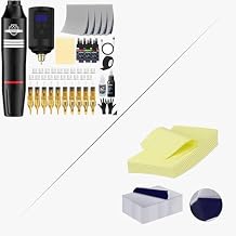 Tattoo Kit with 1200 mAh Capacity Power Supply add 40Pcs Tattoo Fake Skin and Stencil Paper Kit