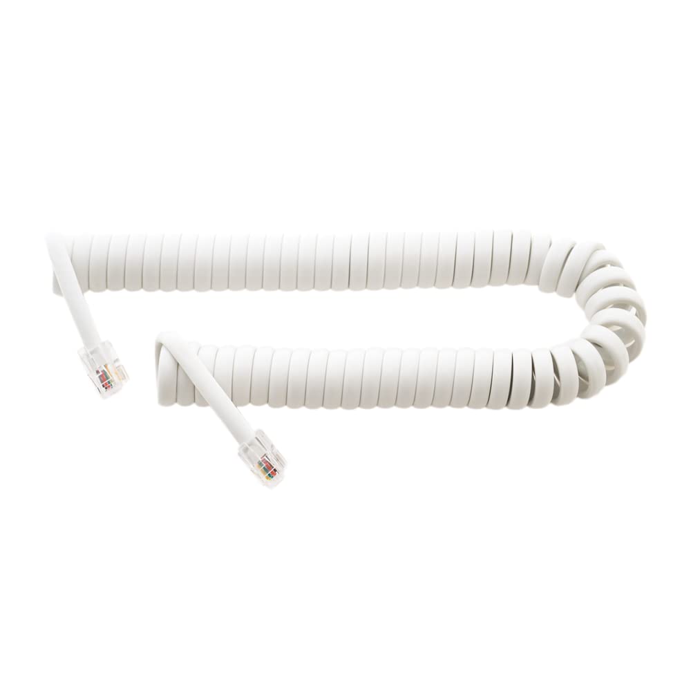 AMZTOP ZTL-CC03WH MCO Handset Curling Cord, Cross Wiring, 3.8 ft 0.3 m, When Stretched, Approx. 6.6 ft 2 m, 4 Poles, 4 Core, White