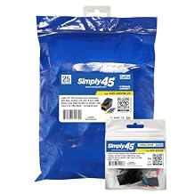 Simply45 Cat5e UTP 180 Degree Keystone Jack Unshielded - Black, 25 Pieces - Slim Style, Toolless, w/6 Color ID Bars, 568B Wiring Label, ANSI/TIA 568.2-D - S45-3500B-25