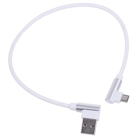 90 Degree USB Cable Right Angle Charger L Shape Charging Data Sync Cord USB Data Cable Fast Charging 0.3m, White