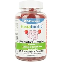 DrFormulas Multivitamin Gummies with Omega 3 and Probiotics for Kids and Adults with Vitamin C | Nexabiotic with Vitamin A, C, D3, E, B6, B12, and Zinc, Biotin, Folate | Halal Vegetarian, 120 Count