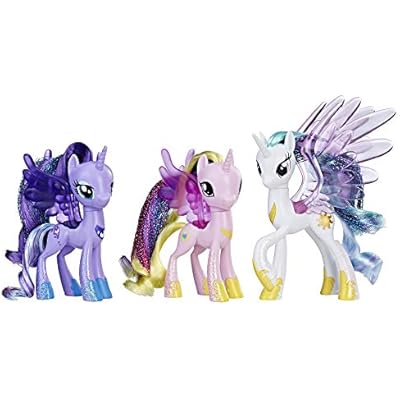 My Little Pony Princess Celestia, Luna, and Cadance 3 Pack - 3 Glitter Unicorn Toys with Wings from The Movie