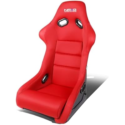 NRG Innovations NRG-FRP-300RD Fiber Glass Fixed Back Bucket Racing SeatLarge,4 pt Harness Compatibility, Red Seat Cover, 23W X 18 D X 35 H