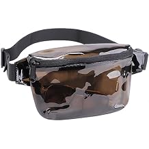 TINYAT Small Clear Fanny Pack Stadium Approved for Women, Clear Belt Bag for Waterproof Mini Waist Pack for Concerts, Sports (Black1)