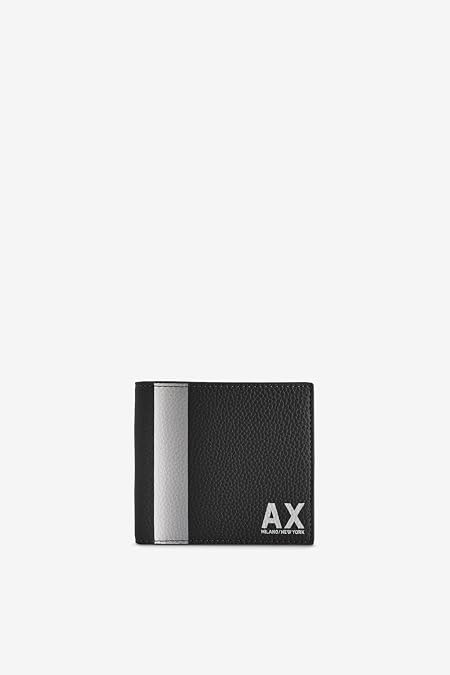 Armani Exchange Men's Color Block Ax Billfold Credit Card Wallet bi-fold, Nero, One Size
