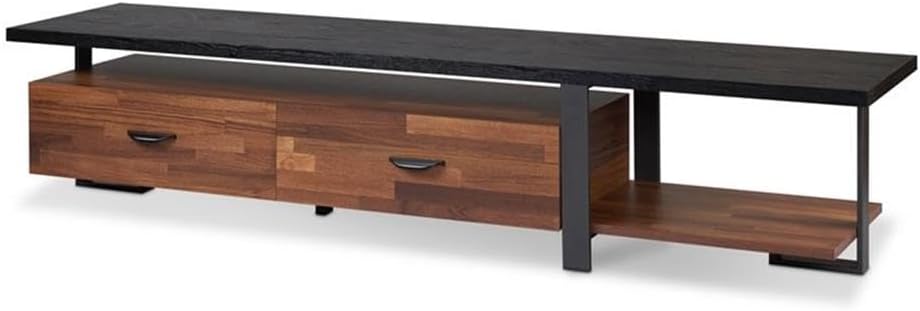 Acme Elling 2-Drawer Wooden TV Stand in Walnut and Black