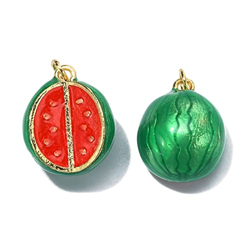 DanLingJewelry 5 pcs 3D Watermelon Pendant Charms Summer Fruit Charms for Jewelry Making DIY Bracelet Necklace Earring